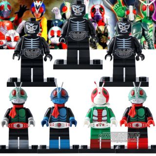 Masked Kamen Rider & Evil Soldier Brick Block Mini Figure Set Of 7
