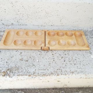 Mancala Solid Wood Board With Wood Hinge.  Board Only