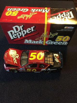 1999 Action 1/24 Mark Green Dr.  Pepper Diecast Coin Bank