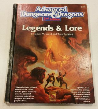 Legends & Lore Advanced Dungeons & Dragons 2nd Edition Ad&d D&d Hardcover Book