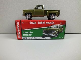 Auto World 1973 Chevy Cheyenne Stepside In Lime Iridescent Loose