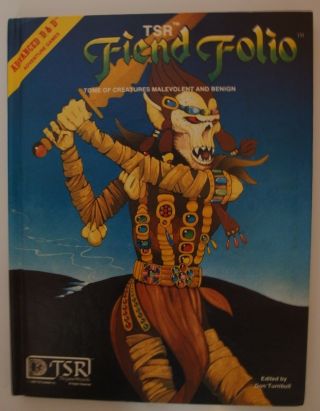 Tsr Advanced Dungeon & Dragons Ad&d Fiend Folio Tome Of Creatures 1980 Cond