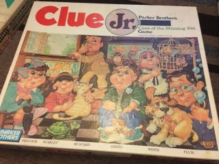 1989 Parker Brothers Clue Jr.  Case Of The Missing Pet Detective Kids Board Game