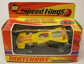 Speedking Matchbox K34 Thunderclap,  Yellow Body,  White Driver W/ Red Helmet