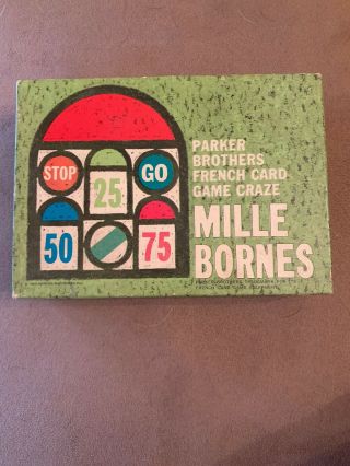 Mille Bornes 1964 Parker Brothers French Auto Road Racing Card Game Complete Ec