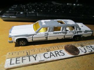 Majorette White 1988 Cadillac Limousine Scale 1/58 Loose - Dioramas Needs Paint