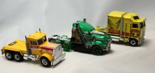 1 Matchbox 2 Hot Wheels Big Rigs Semi Trucks Over The Road 1981,  1982,  & 2012