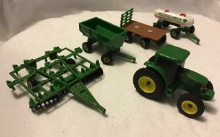 5 John Deere Authentic Tractor Farm Equipment Wagons Digger Flat Bed Wagon Ertl