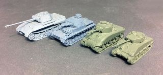 1/72 Scale Metal Panther,  Panzer Iv And Two Sherman Tanks
