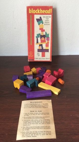 Blockhead Saalfield Artcraft 1954 Comes With Instructions Stacking Game Vintage