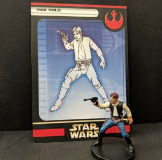 Wotc Star Wars Miniatures Han Solo,  Rebel Storm 07/60,  Rebel,  Rare With Card