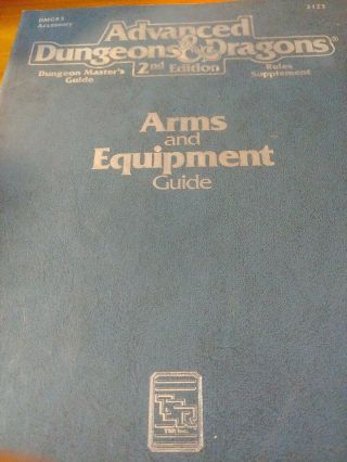 Arms And Equipment Guide Advanced Dungeons & Dragons Ad&d Tsr 2123