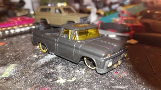 Custom 1/64 Scale Hot Wheels 1962 Chevrolet Pickup Lowered Flat Black