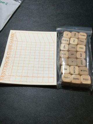 21 Old Vtg 1971 Scrabble Sentence Cube Game Wood Wooden Word Tiles Arts Crafts