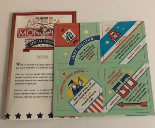 Monopoly America Special Edition Board Game Instructions & Alternative Corners