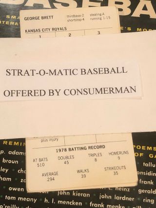 Strat - O - Matic Baseball 1978 Kansas City Royals With Xp