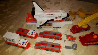3 Hot Wheels & Matchbox MEGA RIG Playsets - Space Shuttle - Fire Truck - Construction 2