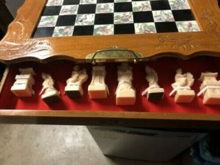 Asian Style Carved Wood Chess Set in Self Contained Box 3