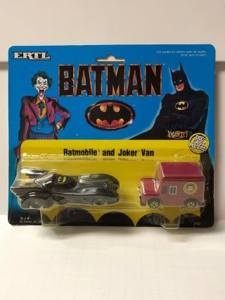 Ertl,  1989,  Batman Batmobile And Joker Van,  Diecast Metal 2 - Pack,  1:64 Scale 2497
