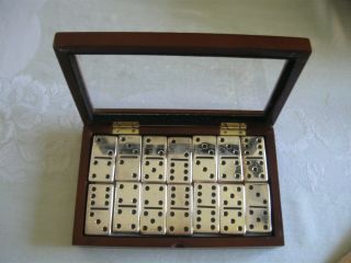 Boxed Set Of 28 Silver Plated Dominoes