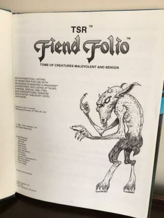 FIEND FOLIO,  TSR,  DUNGEONS AND DRAGONS,  FIRST EDITION 2