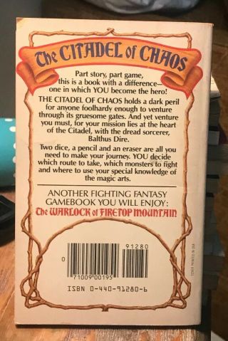THE CITADEL OF CHAOS STEVEN JACKSON FIGHTING FANTASY RPG GAMEBOOK 1983 PB 2