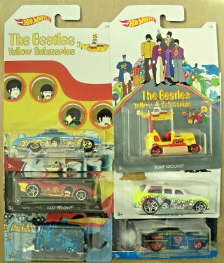 Hot Wheels Beatles Yellow Submarine & More Car Replicas Group Of 6 1:64