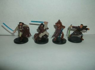 4 Different Light Side Jedi Star Wars Miniatures (no Cards) Combined