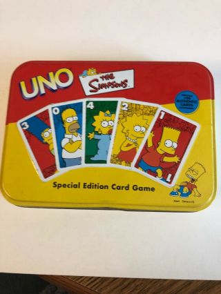 The Simpsons Uno Special Edition Tin Set Card Game - 2001