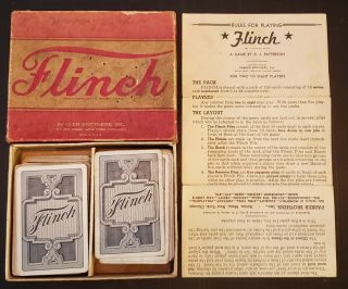 Vtg Flinch Card Game Parker Brothers 100 Complete 1938 W/ Instructions