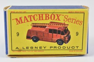 Matchbox 9 Merryweather Marquis Fire Engine Type D Box Only No Car