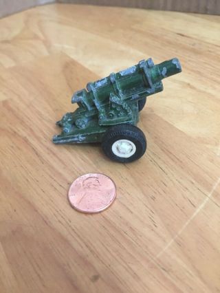 Vintage Tootsie Toy Howitzer Us Usa Military Army Green Diecast Cannon