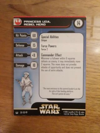 Star Wars Miniatures Universe 50 Princess Leia Rebel Hero Very Rare