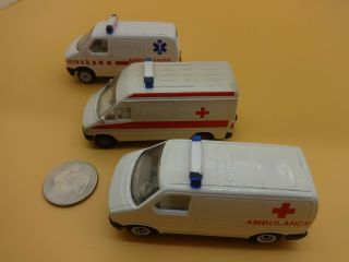Siku 3 Diff.  1/64 Scale White Ambulances Mercedes Benz Sprinter - Loose &
