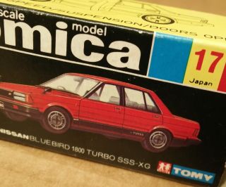 Box Only - Tomy Tomica - 17 - Nissan Bluebird 1800 Turbo Sss - Xg - Made In Japan