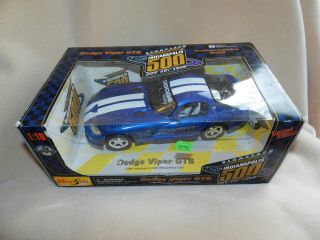 1/18 1996 Dodge Viper Gts Indy 500 Pace Car Maisto Limited Blue Diecast
