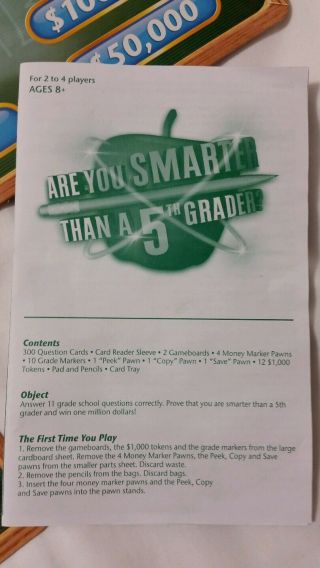 Are you Smarter Than a 5th Grader? Replacement Game Board Instructions Parts 3