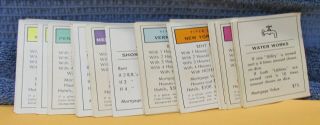 Full Set 28 Classic Monopoly Title Deed Property Cards Replacement Game Parts