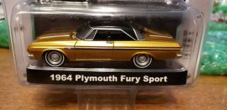 1964 Plymouth Fury Sport Coupe Gold Greenlight Hobby W Work Bench 1/64 Open Hood
