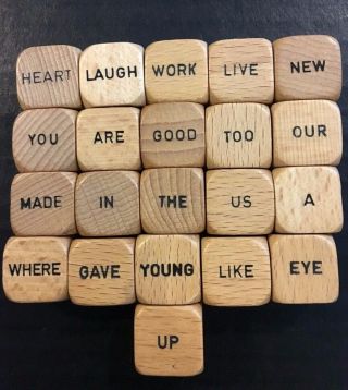 21 Wood Word Cubes Dice Parts For 1971 Scrabble Sentence Cube Game