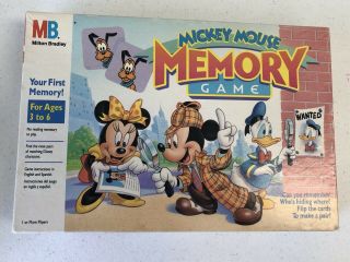 Vintage 1990 Mickey Mouse Memory Game Milton Bradley Disney Complete