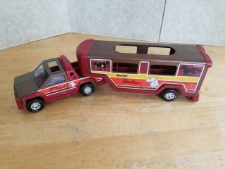 Vintage Nylint Stables Pressed Steel Truck And Horse Trailer Red -