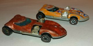 2 Hot Wheels Redline Twinmill Orange And Red 1969 Hong Kong Twin Cars