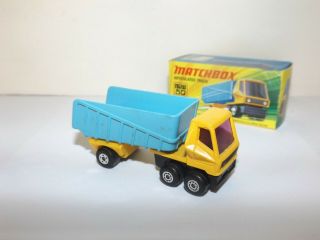 Matchbox S/f No.  50 - B Articulated Dump Truck Orange/yellow Cab W/o Labels Mib