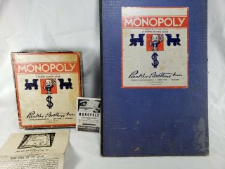 Vintage Monopoly Game Box,  Board And Directions Only 1930 
