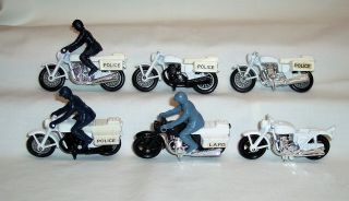 Six “matchbox” Superfast Sf - 33 Police Motorcycles Different Variations Lapd