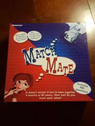 Match Mate Game By Pressman 4 - 8 Players Ages Adult