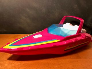 Vintage American Plastic Toys Inc Pink Barbie Size Speed Boat Made In Usa