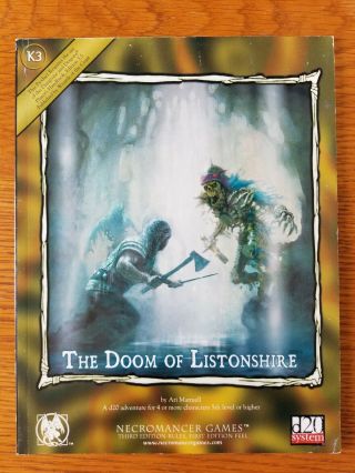 K3: Doom Of Listonshire Sword & Sorcery Necromancer Games D20 D&d 3e