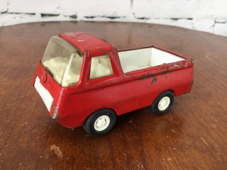 Vintage 1970s Tonka Metal Toy Small 4 1/4 Inch Red Pick Up Truck Chrome Bumper